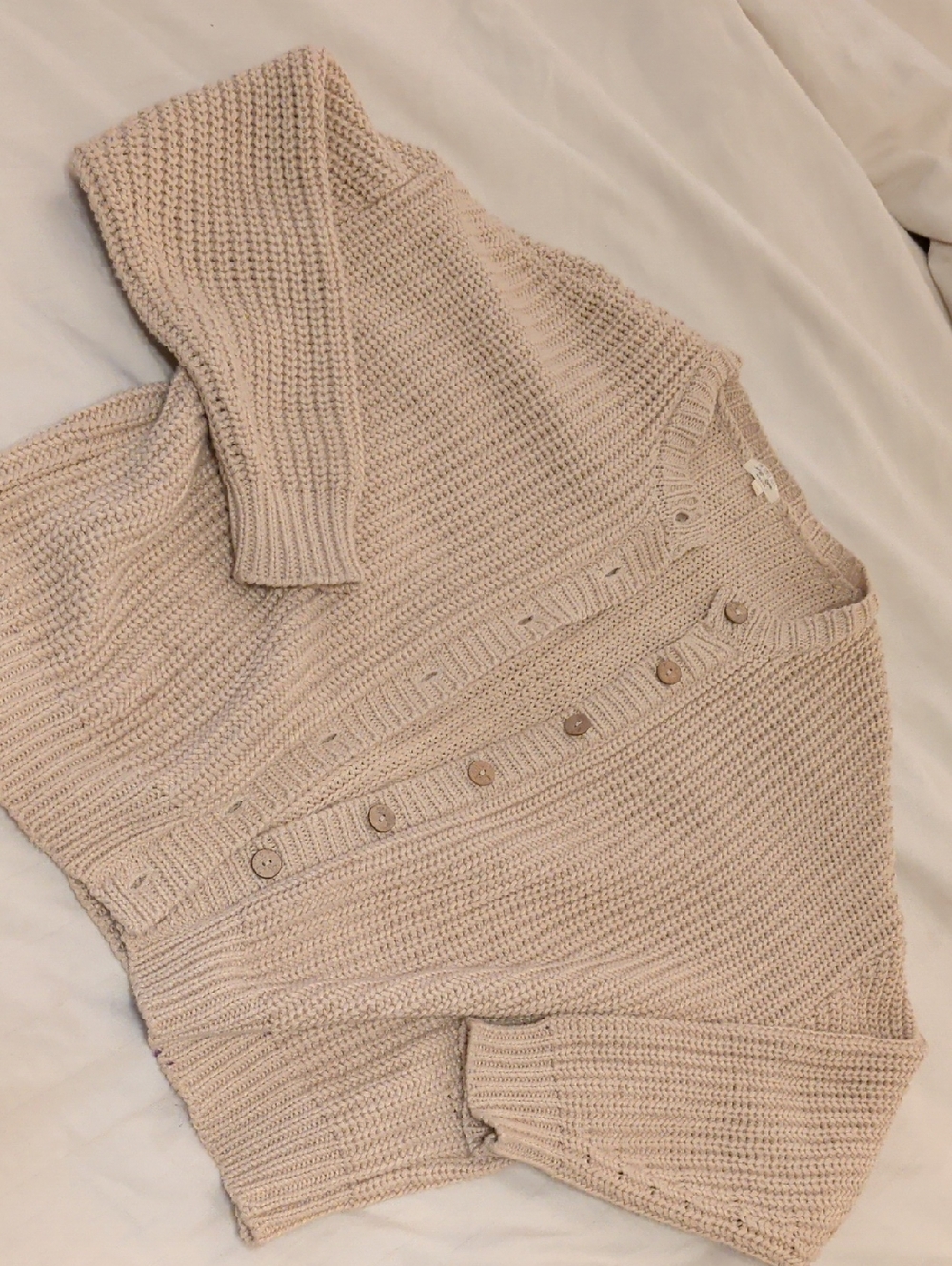 Women's Cream Button-Front Knit Cardigan Sweater